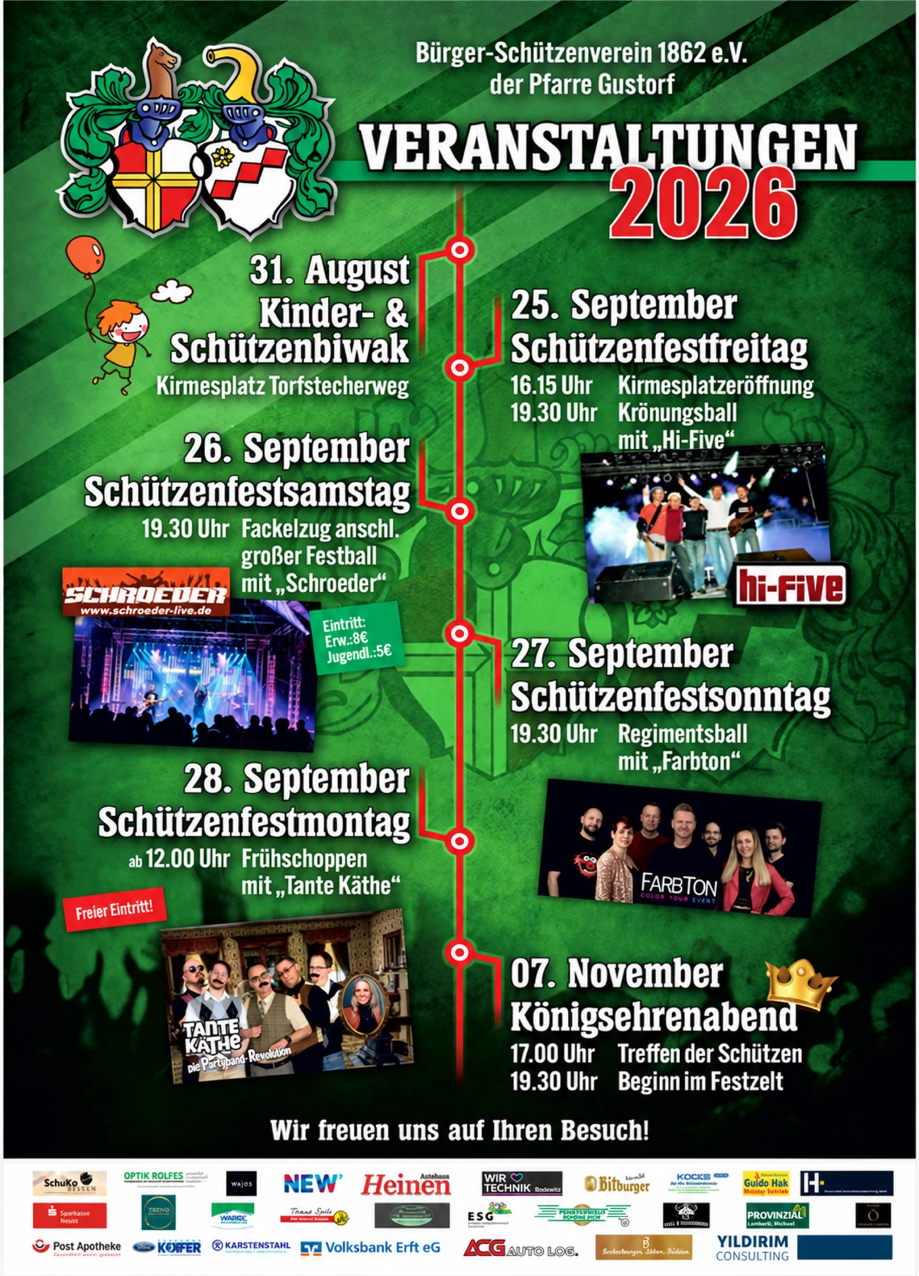 Veranstaltungen 2026 – Jahresübersicht. Veranstaltungsplakat des BSV Gustorf.